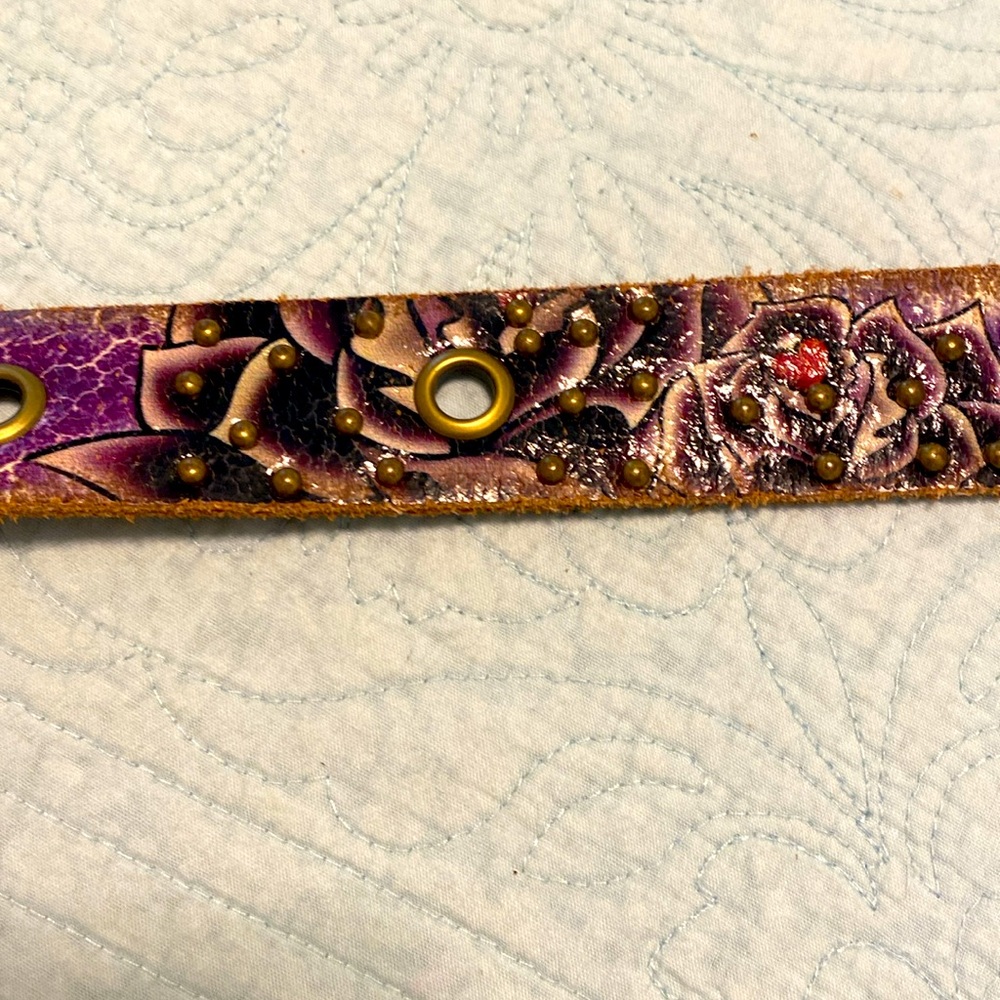 Ed Hardy Vintage Purple Belt with Gold Buckle - Picture 5 of 10